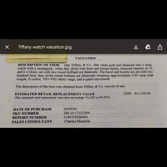 Tiffany and Co 18k and Diamond watch - Picture 8 of 11